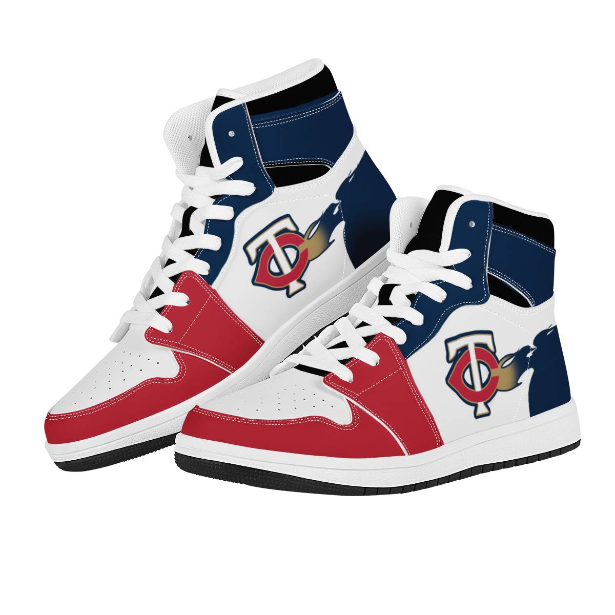 Men's Minnesota Twins High Top Leather AJ1 Sneakers 002